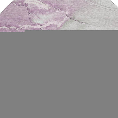 8' Pale Aqua Lavender And Ivory Abstract Washable Round Rug With UV Protection