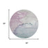 8' Pale Aqua Lavender And Ivory Abstract Washable Round Rug With UV Protection