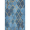5' X 8' Blue And Gold Damask Washable Area Rug With UV Protection