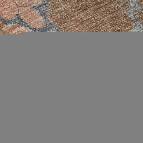 9' X 12' Copper And Gray Damask Washable Area Rug With UV Protection