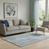 5' X 8' Denim Blue And Beige Damask Washable Area Rug With UV Protection