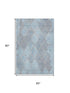 5' X 8' Denim Blue And Beige Damask Washable Area Rug With UV Protection