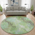 8' Green And Charcoal Abstract Washable Round Rug With UV Protection