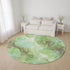 8' Green And Charcoal Abstract Washable Round Rug With UV Protection