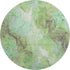 8' Green And Charcoal Abstract Washable Round Rug With UV Protection