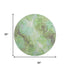8' Green And Charcoal Abstract Washable Round Rug With UV Protection