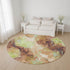 8' Coffee Mint Green And Beige Abstract Washable Round Rug With UV Protection