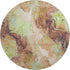 8' Coffee Mint Green And Beige Abstract Washable Round Rug With UV Protection