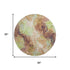 8' Coffee Mint Green And Beige Abstract Washable Round Rug With UV Protection