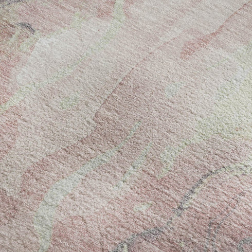 8' X 10' Pink And Beige Abstract Washable Area Rug With UV Protection
