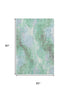 5' X 8' Pale Aqua Green And Ivory Abstract Washable Area Rug With UV Protection