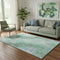 5' X 8' Pale Aqua Green And Ivory Abstract Washable Area Rug With UV Protection