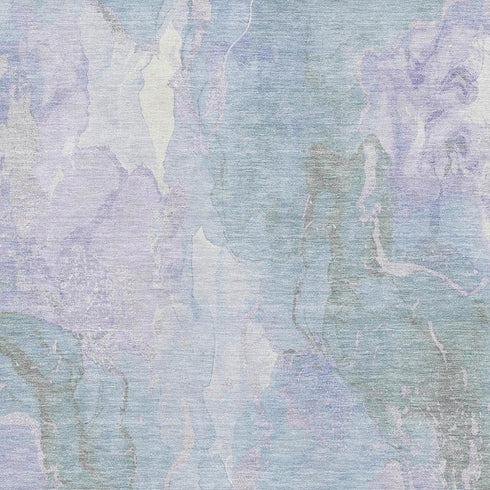 8' X 10' Sky Blue Lavender And Ivory Abstract Washable Area Rug With UV Protection
