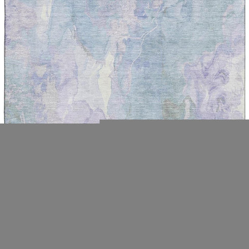 8' X 10' Sky Blue Lavender And Ivory Abstract Washable Area Rug With UV Protection