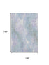 9' X 12' Sky Blue Lavender And Ivory Abstract Washable Area Rug With UV Protection