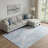 9' X 12' Sky Blue Lavender And Ivory Abstract Washable Area Rug With UV Protection