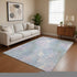 9' X 12' Sky Blue Lavender And Ivory Abstract Washable Area Rug With UV Protection