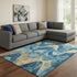 8' X 10' Teal And Gold Abstract Washable Area Rug With UV Protection