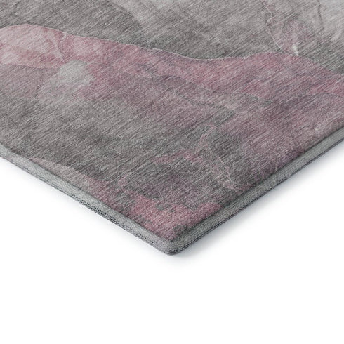 5' X 8' Blush Gray And Ivory Floral Washable Area Rug With UV Protection