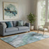 5' X 8' Blue Green And Gray Floral Washable Area Rug With UV Protection