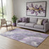 5' X 8' Purple Ivory And Gray Floral Washable Area Rug With UV Protection