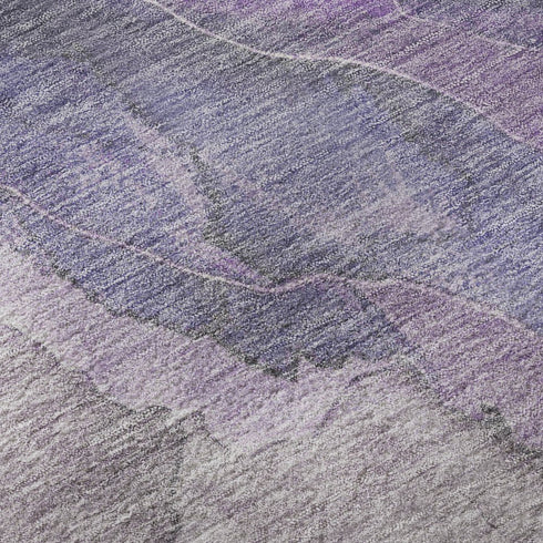 5' X 8' Purple Ivory And Gray Floral Washable Area Rug With UV Protection