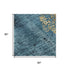 5' X 8' Blue And Gold Floral Washable Area Rug With UV Protection