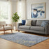5' X 8' Denim Blue And Beige Floral Washable Area Rug With UV Protection