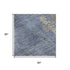 5' X 8' Denim Blue And Beige Floral Washable Area Rug With UV Protection