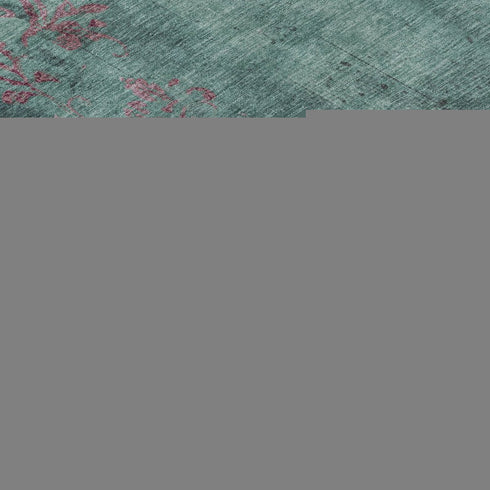 5' X 8' Pale Aqua And Burgundy Floral Washable Area Rug With UV Protection