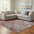 8' X 10' Coral And Blue Abstract Washable Area Rug With UV Protection