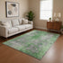 8' X 10' Green And Gray Abstract Washable Area Rug With UV Protection