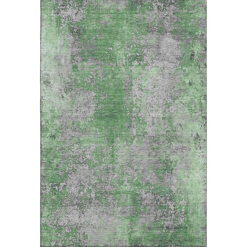 8' X 10' Green And Gray Abstract Washable Area Rug With UV Protection