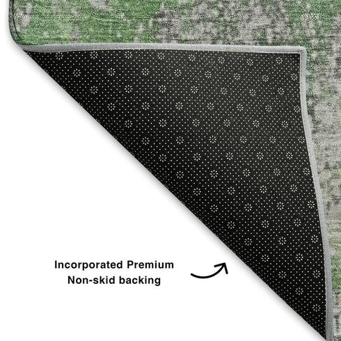 8' X 10' Green And Gray Abstract Washable Area Rug With UV Protection
