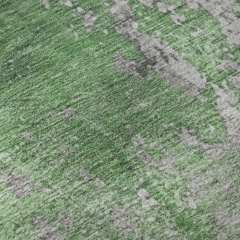8' X 10' Green And Gray Abstract Washable Area Rug With UV Protection