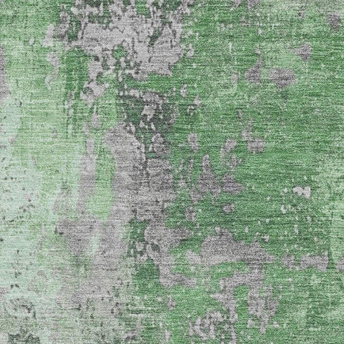 8' X 10' Green And Gray Abstract Washable Area Rug With UV Protection