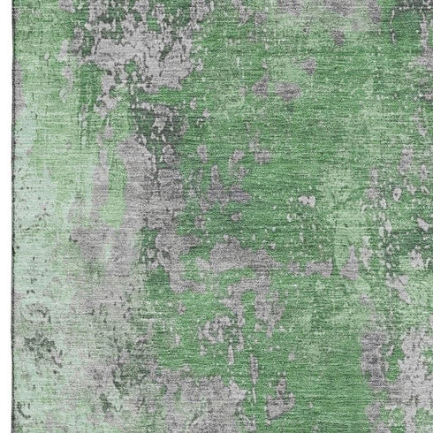 8' X 10' Green And Gray Abstract Washable Area Rug With UV Protection