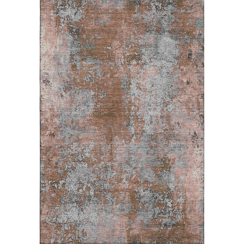 5' X 8' Rust And Gray Abstract Washable Area Rug With UV Protection