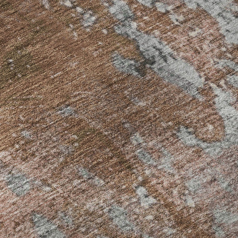 5' X 8' Rust And Gray Abstract Washable Area Rug With UV Protection