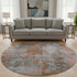 8' Rust And Gray Abstract Washable Round Rug With UV Protection
