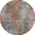 8' Rust And Gray Abstract Washable Round Rug With UV Protection