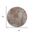 8' Rust And Gray Abstract Washable Round Rug With UV Protection
