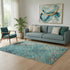 5' X 8' Teal And Beige Abstract Washable Area Rug With UV Protection