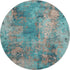 8' Teal And Beige Abstract Washable Round Rug With UV Protection