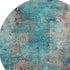 8' Teal And Beige Abstract Washable Round Rug With UV Protection