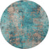 8' Teal And Beige Abstract Washable Round Rug With UV Protection