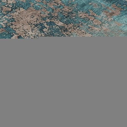 8' X 10' Teal And Beige Abstract Washable Area Rug With UV Protection