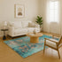 8' X 10' Teal And Beige Abstract Washable Area Rug With UV Protection