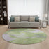 8' Artichoke Green And Lavender Abstract Washable Round Rug With UV Protection