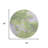 8' Artichoke Green And Lavender Abstract Washable Round Rug With UV Protection